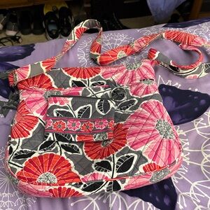Vera Bradley Pink and Gray Floral Crossbody Bag